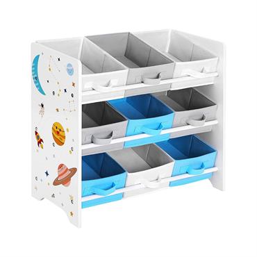 Etagère pour enfant avec 9 bacs de rangement amovibles - Blanc