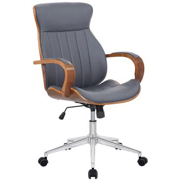 Chaise de bureau réglable en similicuir Noyer / Gris