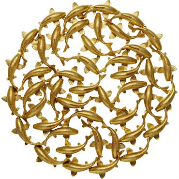 Déco murale carpes koï en fibre de verre dorée D160
