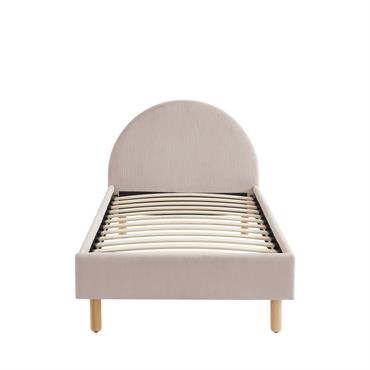 Lit enfant velours cotelé rose poudré 90x190 sommier inclus