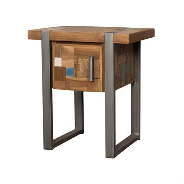 Meuble sous vasque en teck recyclé et métal L70cm