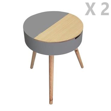2 tables de nuit coffre scandinave gris