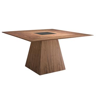 Produit à usages professionnels et particuliers. Table à manger carrée en noyer modèle 1079 Angel Cerdá S.L.  Table à manger carrée de design moderne avec plateau fixe et structure ...