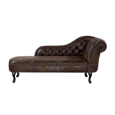 Méridienne chesterfield marron côté droit