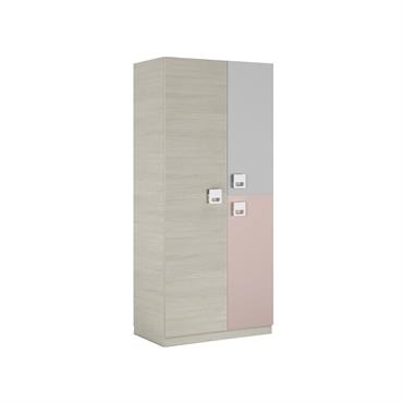 Armoire 3 portes effet bois gris