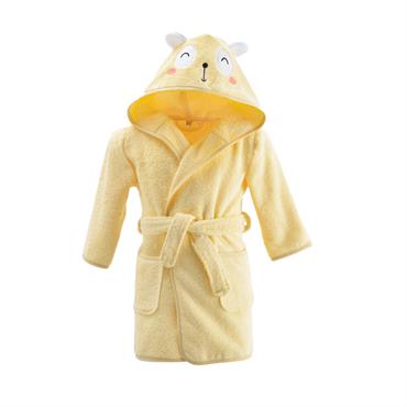 Peignoir de bain en coton jaune pale 8 ans