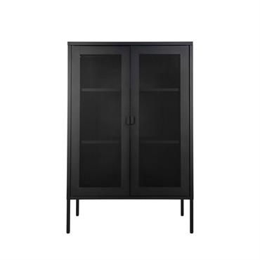 Armoire vitrée 2 portes en métal noir