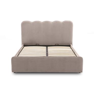 Lit coffre en Velours 160x200 cm taupe