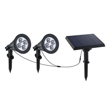 Double spot solaire relié Plastique Noir 100LM