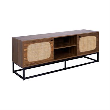 Les + produit :- Look vintage- Poignées et piètement en métal- Trous prévus pour les câbles- Fonctionnel avec une niche et 2 portesCe meuble TV vintage est l'élément qui fera ...