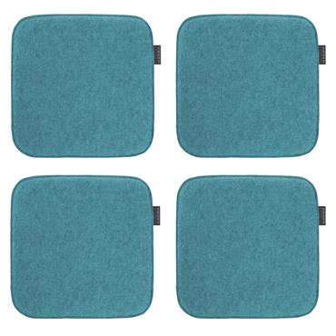Galettes de chaises carrées bleu pétrole - Lot de 4 - env