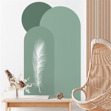 Papier peint panoramique préencollé pour votre déco ! Avec le papier peint intissé préencollé et ce Fresque Papier peint préencollé arches et plume de la jungle L - H150 x ...