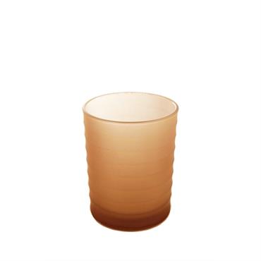 Photophore décoratif en verre dépoli orange H12