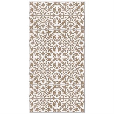 Tapis vinyle carreaux ciments géométrique brun 200x200cm