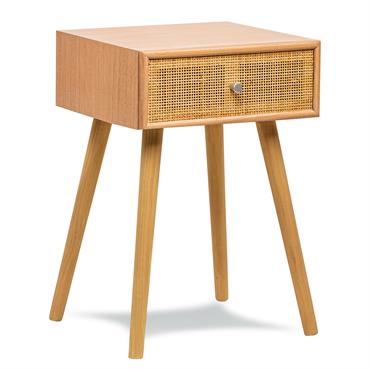 Table de chevet 1 tiroir en rotin naturel