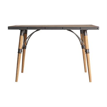 Table Salon Longford, couleur Noir/Naturel, Style Industrielle.Fabriqué en Bois de Sapin, Combiné Avec Fer Et Bois Mdf.Produit Démontable. 