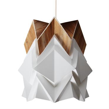 Petite suspension origami design en papier et ecowood