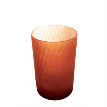 Photophore décoratif en verre orange H18