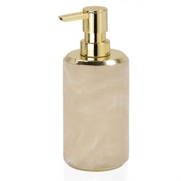 Distributeur de savon en résine effet marbre rose et métal doré