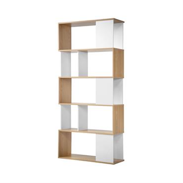 Bibliothèque blanc et effet bois - H173