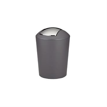 Poubelle de salle de bain en plastique gris et argent 5L