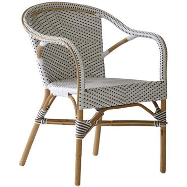 Chaise de jardin avec accoudoirs bistrot blanche Madeleine - Sika Design