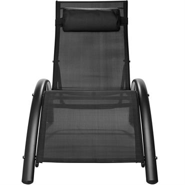 Lot de 2 transats en acier réglables 5 positions coussin de tête noir