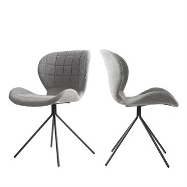 2 chaises design en tissu gris confortables