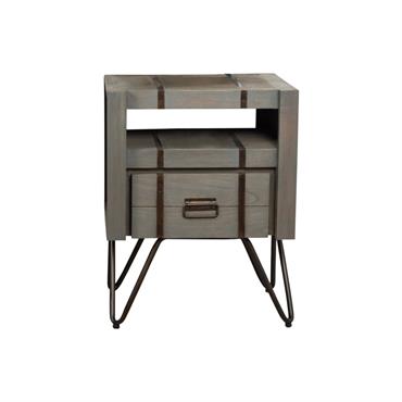 Meuble sous vasque de salle de bain en bois et métal gris L60cm