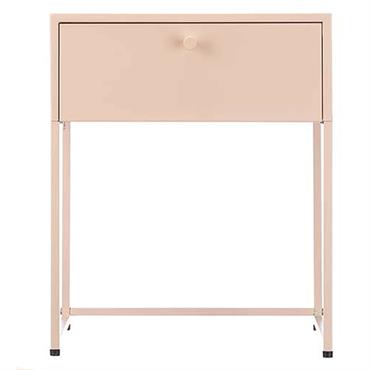 Table de chevet en métal beige 1 tiroir 35x42x50cm