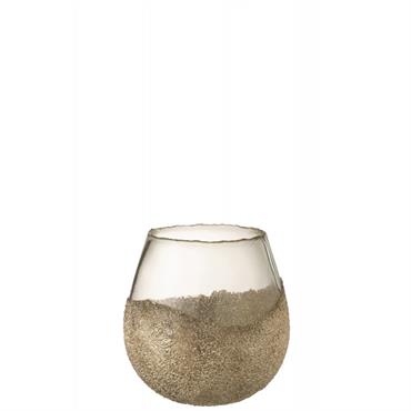 Photophore rond verre or H18cm