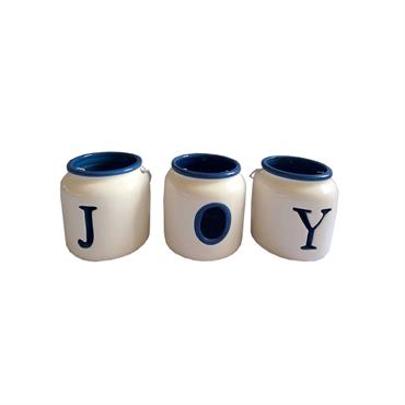 Photophore décoratif en porcelaine beige et bleu foncé H7