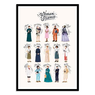 Affiche 50x70 cm et cadre noir - Women of Science - Nour tohme