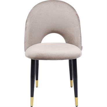 Chaise en velours beige et acier
