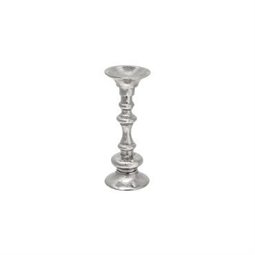 Bougeoir décoratif en aluminium argenté H25