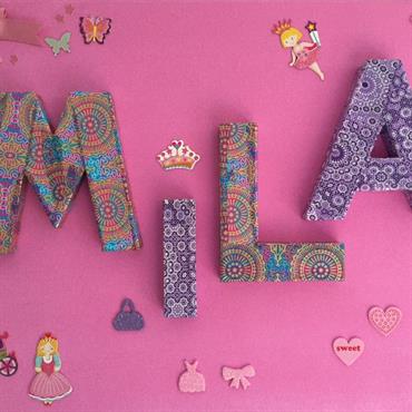 Cadre peint et décoré avec des lettres en papier mâché et bois - décopatch et peinture et décorations selon mon ... Domozoom