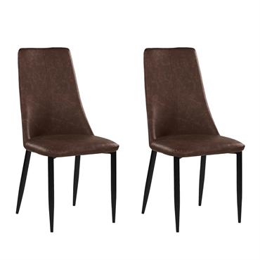 Lot de 2 chaises de salle à manger en cuir pu marron 47x96cm