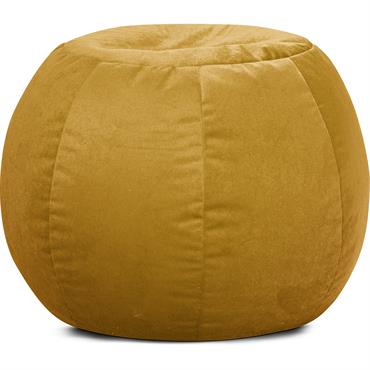 Pouf rond confort aspect velours moutarde 75x50cm