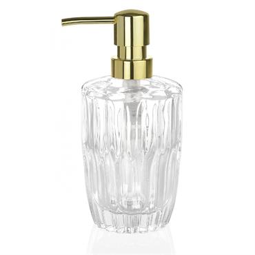 Distributeur de savon en verre taillé motifs géométriques