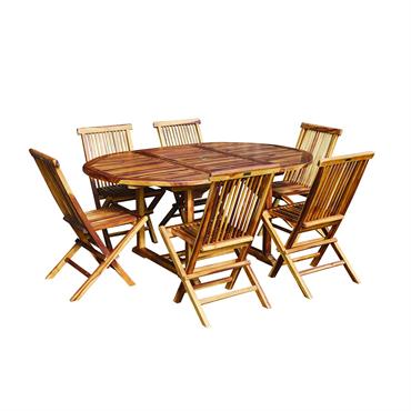 Salon de jardin en teck huilé massif extensible 6/8 pers