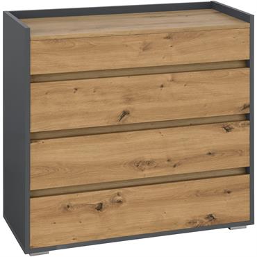 Commode avec 4 tiroirs en effet chêne anthracite