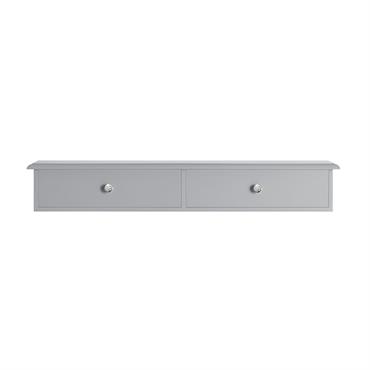 Étagère murale effet bois gris avec 2 tiroirs