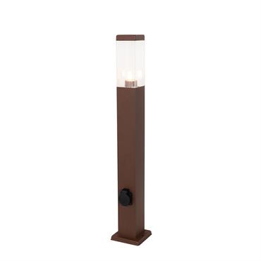 Lampadaire extérieure brun rouille 80 cm avec prise IP44