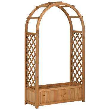 Jardinière sur pied avec treillis et arche - bois sapin pré-huilé