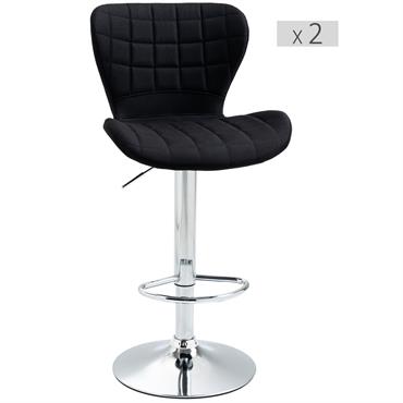 Lot de 2 tabourets de bar style contemporain réglable pivotant noir