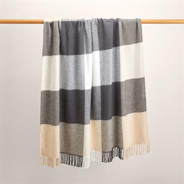 Plaid en Coton et acrylique à carreaux Gris