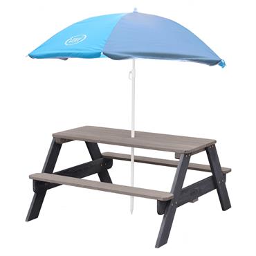 Table de pique-nique gris anthracite gris avec parasol