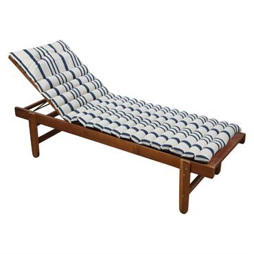 Matelas bain de soleil à rayures outdoor coton bleu 180x60 cm