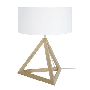Lampe a poser bois naturel et blanc