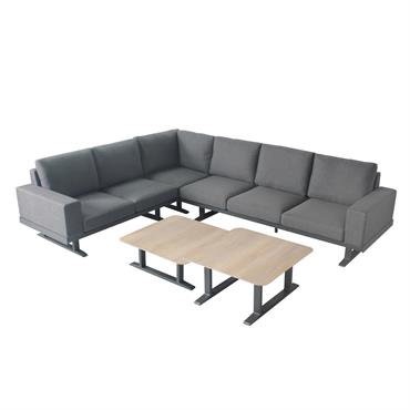 Salon de jardin d'angle 5 places gris